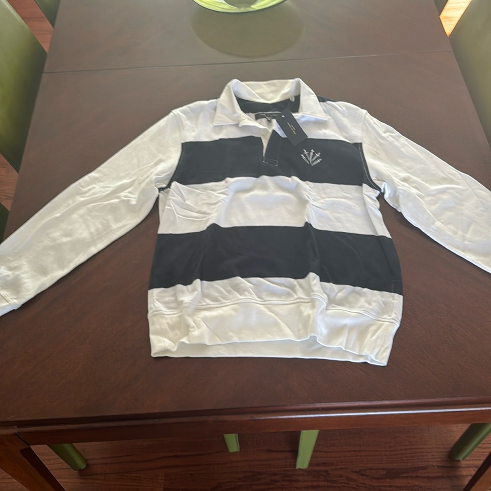 Rag n Bone navy and white rugby shirt. Longvsleeve
